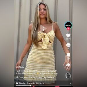 TiK Tok viral 🔥mable gingham yellow print dress M